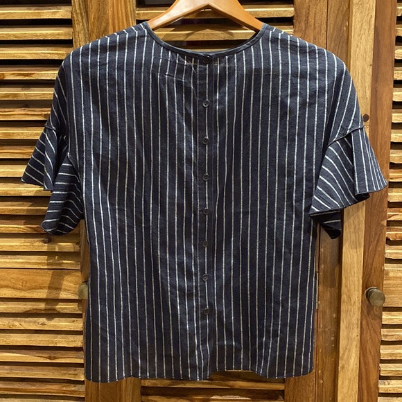 Derek Lam 10 Crosby Black Pinstriped Top - Size S - Picture 8 of 9